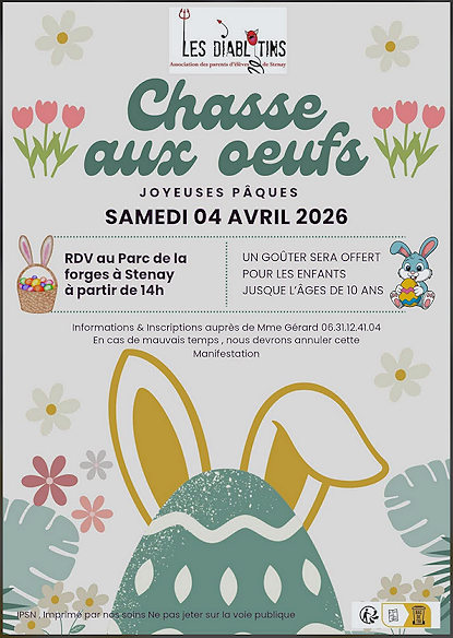 Chasse aux oeufs avec les Diablotins le samedi 4 avril